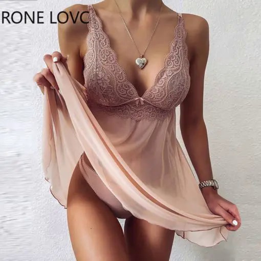 Kvačkana čipkasta mrežasta obleka z V-izrezom